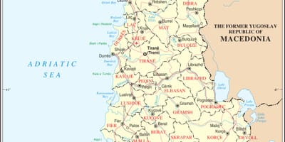 地図のアルバニアの主要都市