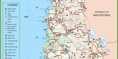地図のアルバニア観光
