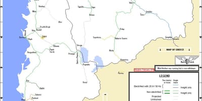 アルバニア鉄道の地図
