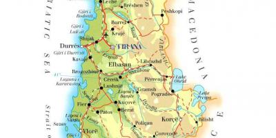 地図の物理地図のアルバニア